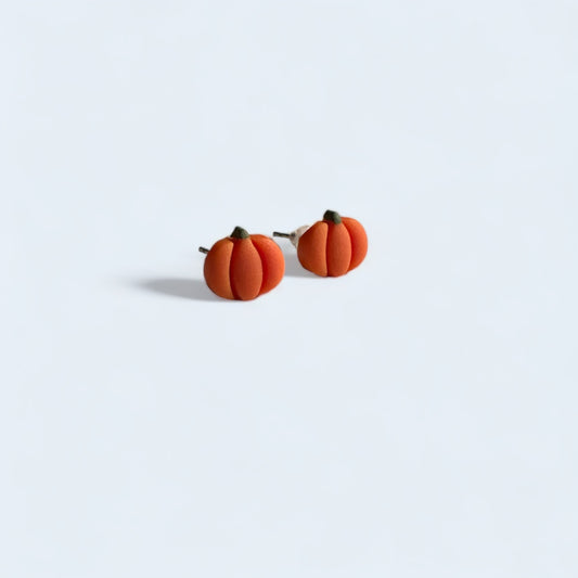 Polymer Clay Pumpkin Stud Earrings