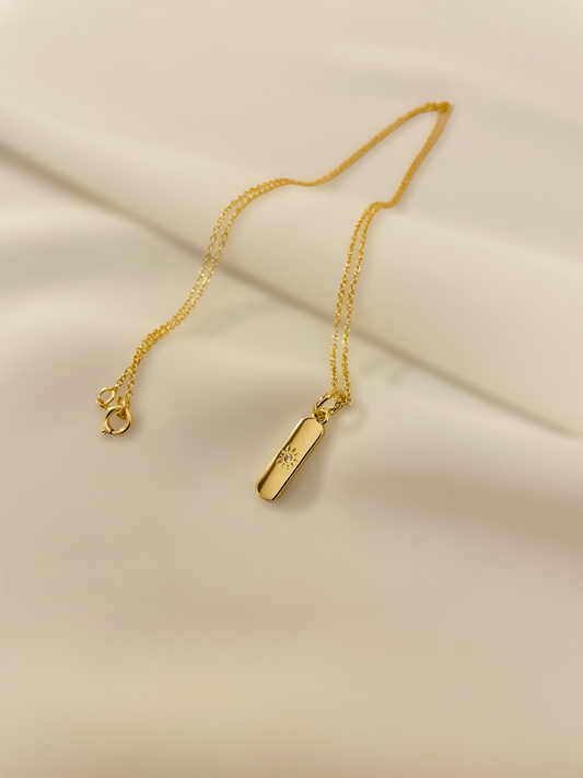 18k Gold Filled Necklace with Sun Bar Pendant
