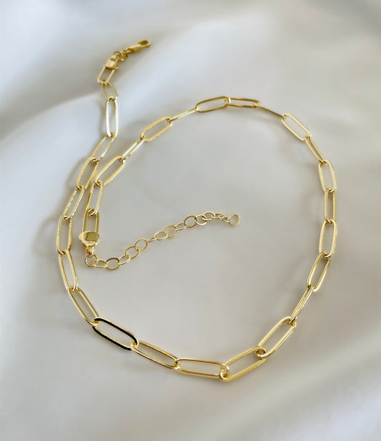 18k Gold Filled Paperclip Chain Necklace 16in