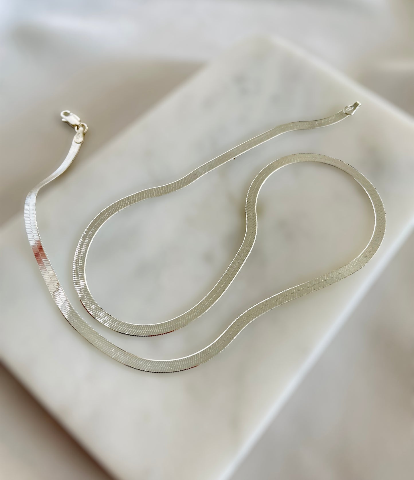Italian 925 Sterling Silver Herringbone Chain Necklace 3.3mm