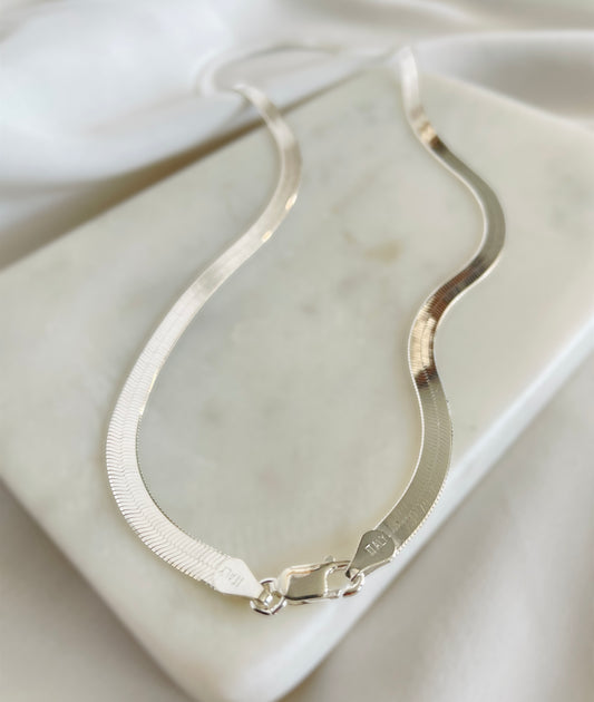 Italian 925 Sterling Silver Herringbone Chain Necklace 4.45mm