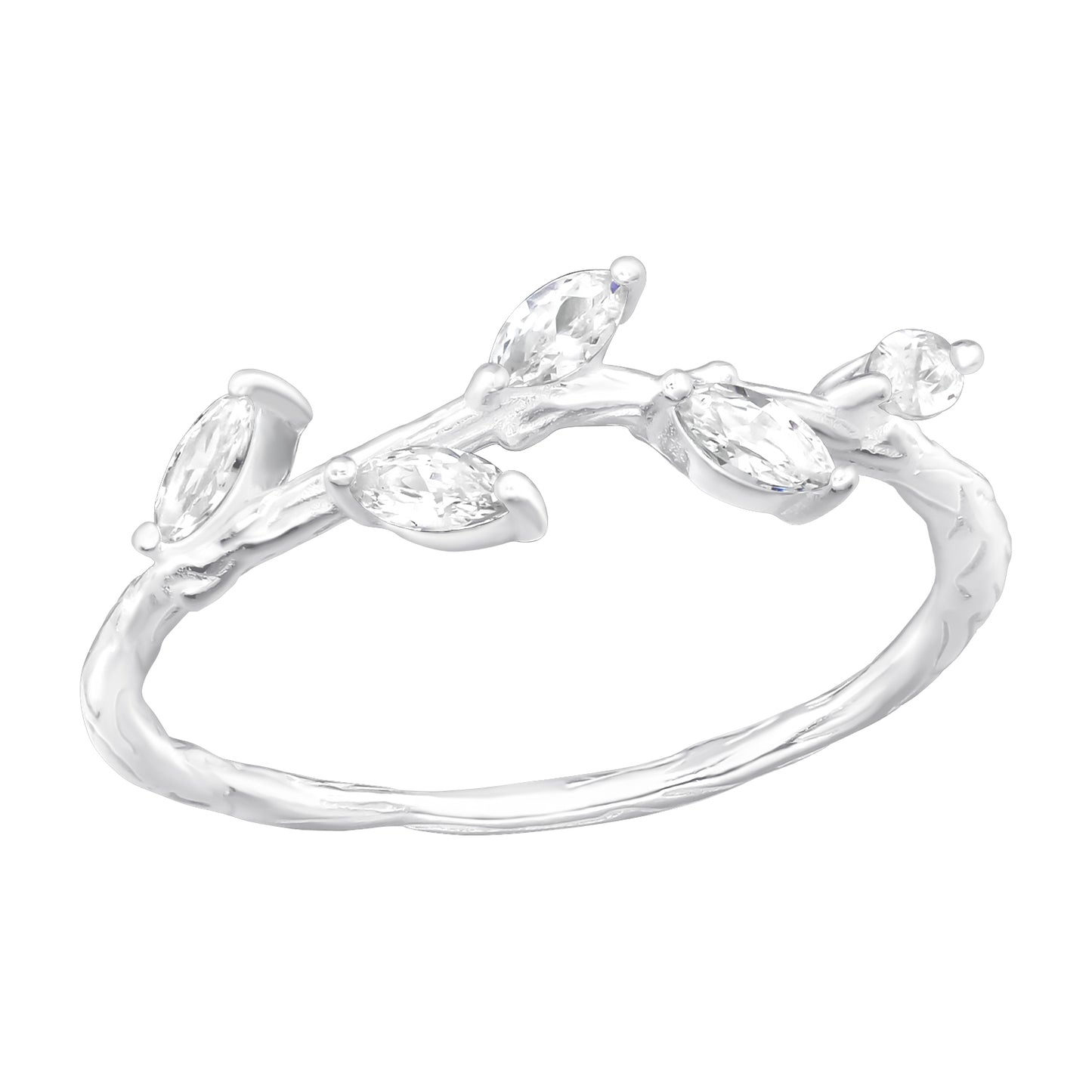 Branch Style 925 Sterling Silver Ring with CZ stones